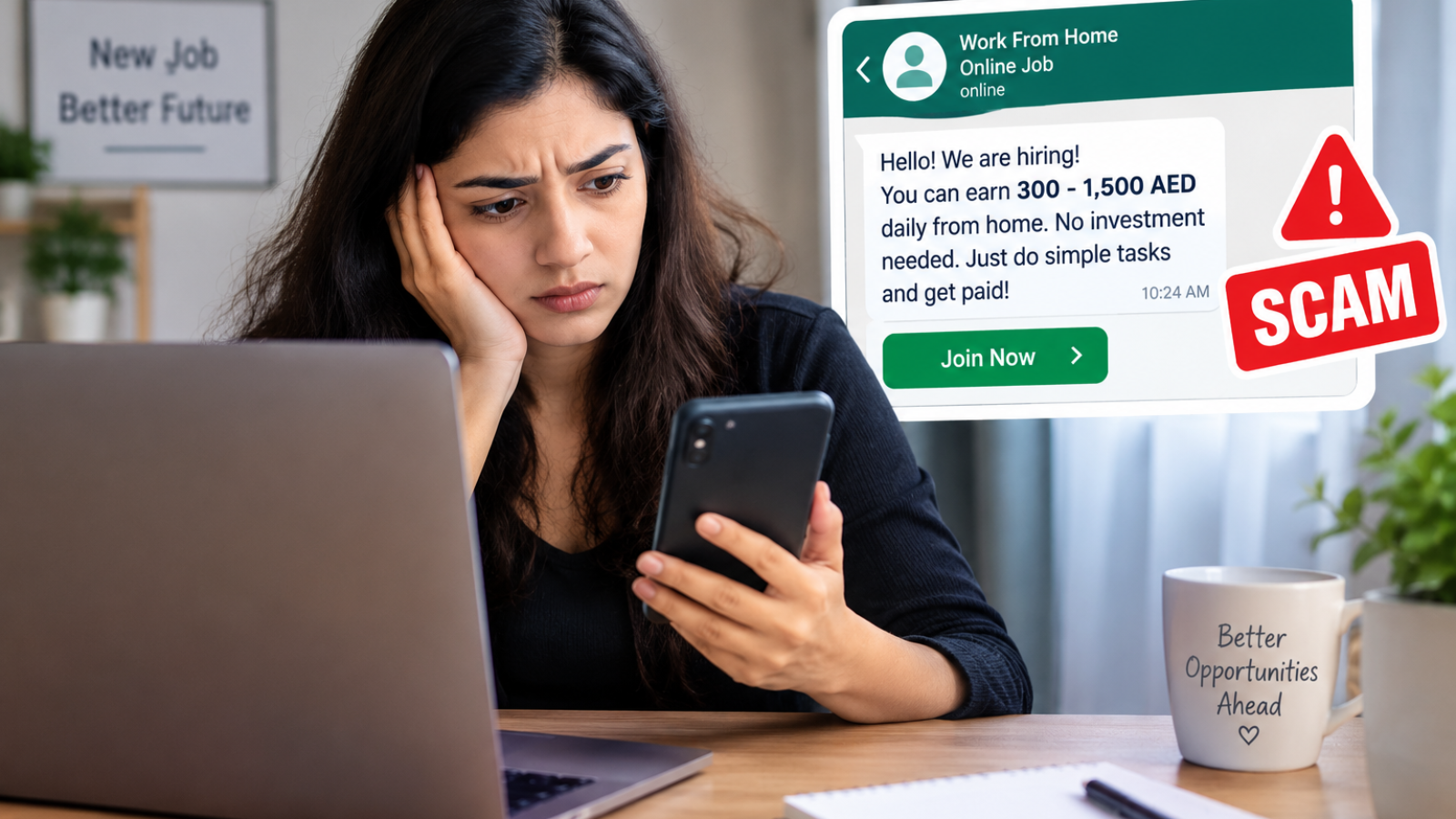 Online job scam involving promises of easy money