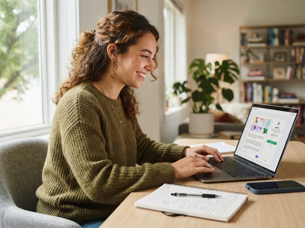 beginner using AI tools on a laptop