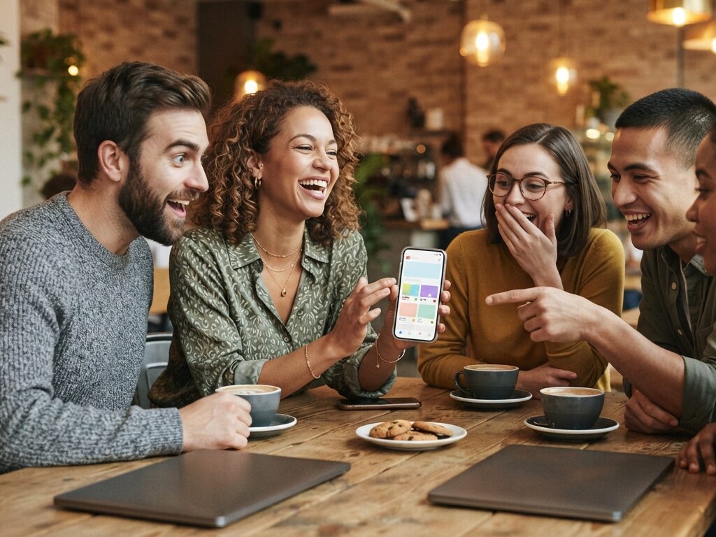 friends taking a one-question personality test
