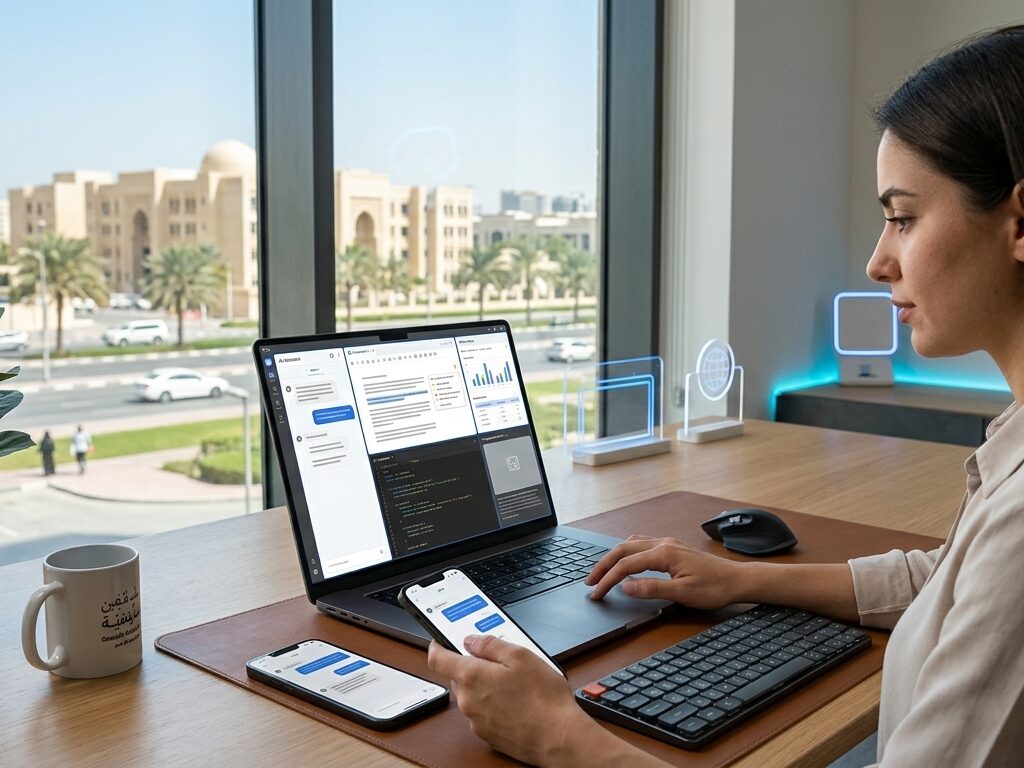 Google AI tools and Gemini on a laptop